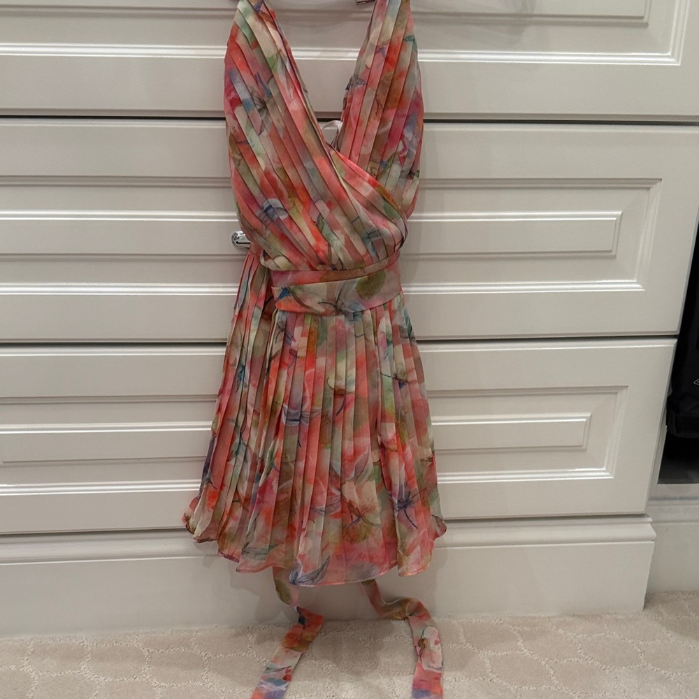 Lulu's Multicolor Pleated Floral Halter Romper